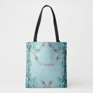 Bolsa Tote Flores Rosa florais vitorianas e elegantes de rola