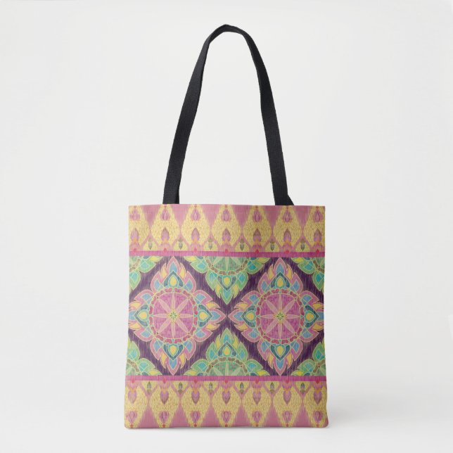 Bolsa Tote Flores Rosa no Jardim (Frente)