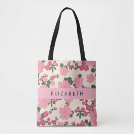 Bolsa Tote Flores Rosa, Padrão De Flores, Seu Nome