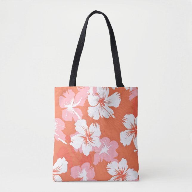 Bolsa Tote Flores rosa tropicais (Frente)