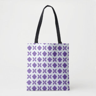 Bolsa Tote Flores Roxas com Fundo Claro