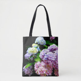 Bolsa Tote Flores roxas, cor-de-rosa, cor-de-rosa, hidrangeas