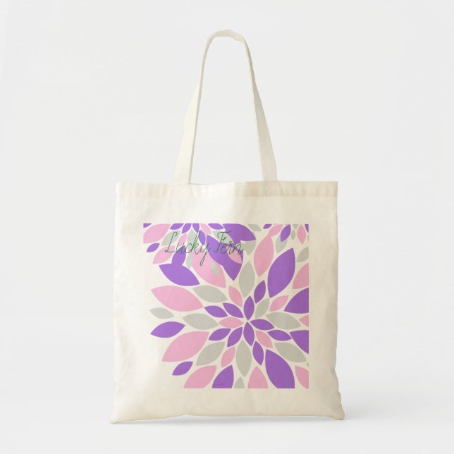 Bolsa Tote Flores Roxas de Pétalas Mágicas (Frente)