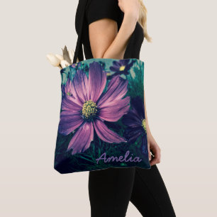 Bolsa Tote Flores Roxas Escuras Personalizadas