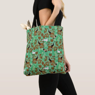 Bolsa Tote Flores Russas Vintage em Florestas Bunny Rabbit