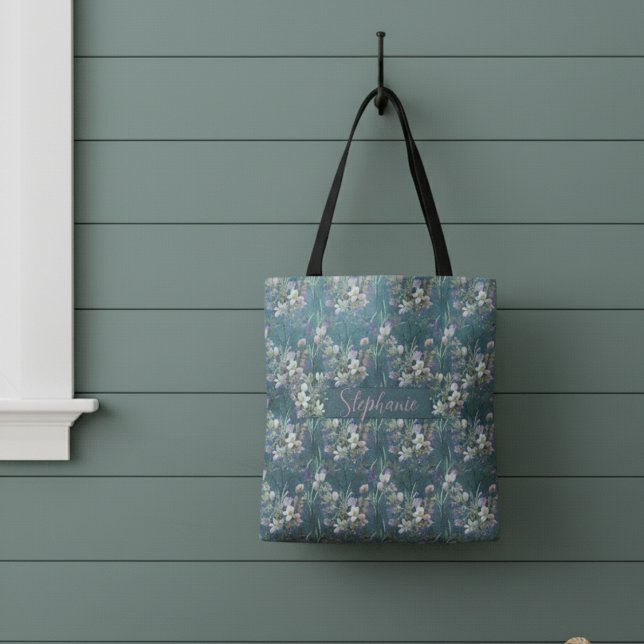 Bolsa Tote Flores Rústicas Elegantes No Monograma Da Madeira  (Criador carregado)