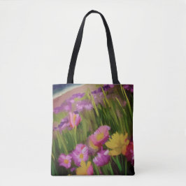 Bolsa Tote Flores Selvagens De Praia Na Arte Floral Dusk Wate
