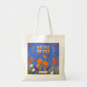 Bolsa Tote Flores Selvagens Florais Poppies Borboletas