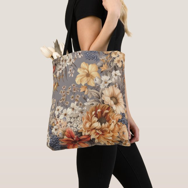 Bolsa Tote Flores selvagens nas Cinzas (Close Up)