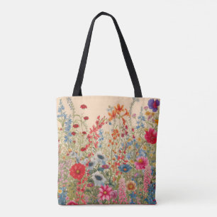 Bolsa Tote Flores selvagens no fundo de creme