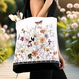 Bolsa Tote Flores Selvagens Presas Monograma de Cottagecore B