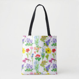 Bolsa Tote Flores Selvagens Vazias Aquarelas Flores Botânicas