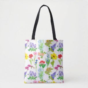 Bolsa Tote Flores Selvagens Vazias Aquarelas Flores Botânicas