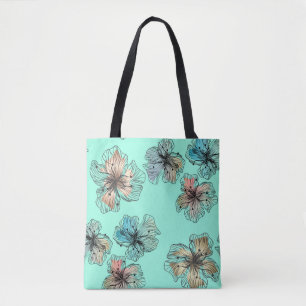Bolsa Tote Flores sem esboços, flores abstrato modernas