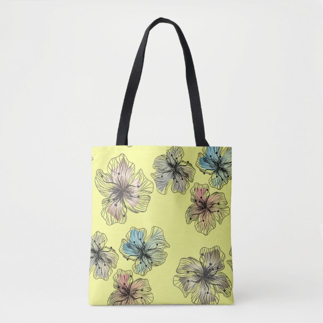 Bolsa Tote Flores sem esboços, flores abstrato modernas (Frente)