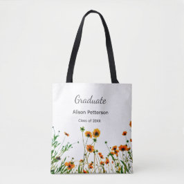 Bolsa Tote Flores silvestres amarelas alaranjadas modernas e 