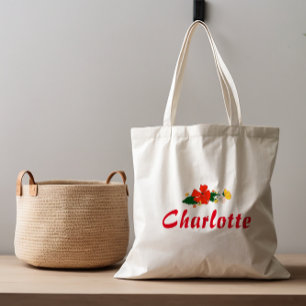 Bolsa Tote Flores silvestres amarelas vermelhas Rústico Tote