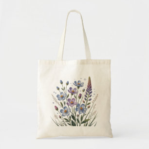 Bolsa Tote Flores Silvestres Azuis Pastel – Botânica Minimali