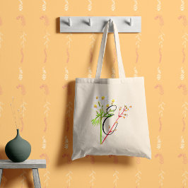 Bolsa Tote Flores silvestres brancas em aquarela com a sua in