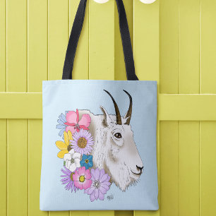 Bolsa Tote Flores Silvestres Cabra da Montanha Branca Naturez