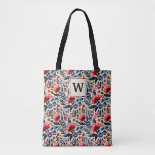 Bolsa Tote Flores Silvestres Coloridas Modernas com Monograma