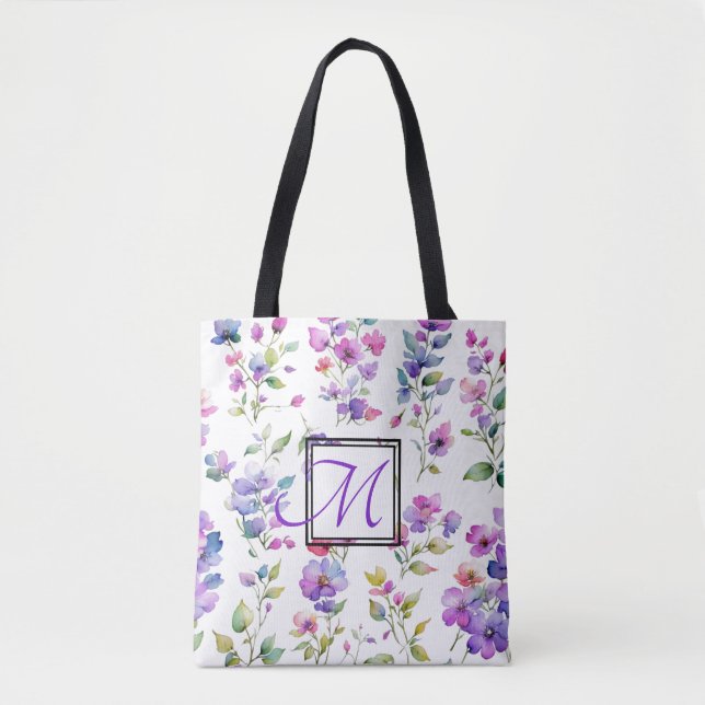 Bolsa Tote Flores silvestres cor-de-rosa-rosa-Elegante (Frente)