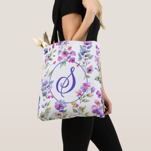 Bolsa Tote Flores silvestres cor-de-rosa-rosa-Elegante