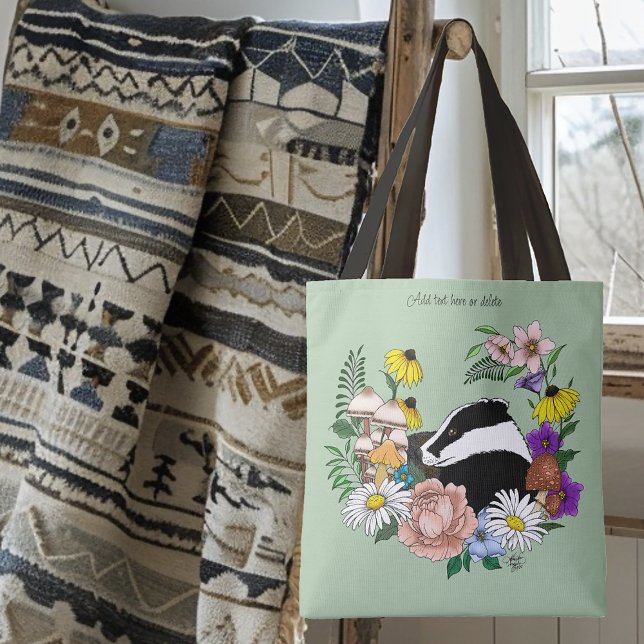 Bolsa Tote Flores Silvestres de Texugo da Floresta Cogumelos  (Criador carregado)