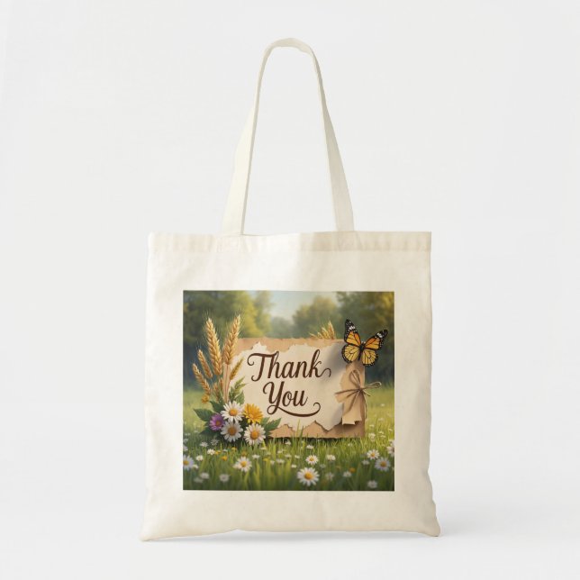 Bolsa Tote Flores silvestres desenhadas à mão, pedúnculos de  (Frente)