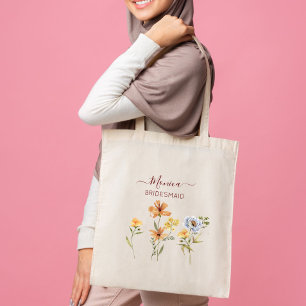 Bolsa Tote Flores silvestres, dons de brida, favores de noiva