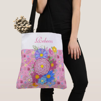 Bolsa Tote Flores silvestres Monogram borboleta desenho flora