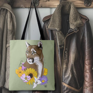 Bolsa Tote Flores Silvestres Puma Leão-da-Montanha Cougar