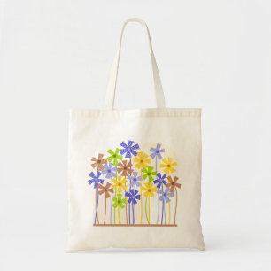 Bolsa Tote Flores simples, de cor azul-acastanhada, de cor br