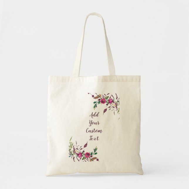 Bolsa Tote Flores soltas de aquarela rosa personalizáveis (Frente)