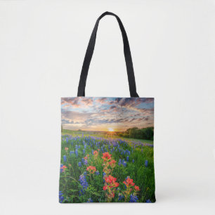 Bolsa Tote Flores Texas Bluebonnets e Pincel da Índia