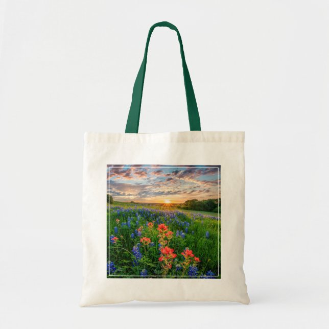 Bolsa Tote Flores | Texas Bluebonnets e Pincel da Índia (Frente)