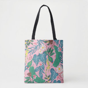 Bolsa Tote Flores tropicais abstrato, padrão de pintura de gu