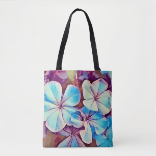 Bolsa Tote Flores tropicais azuis e cor-de-rosa