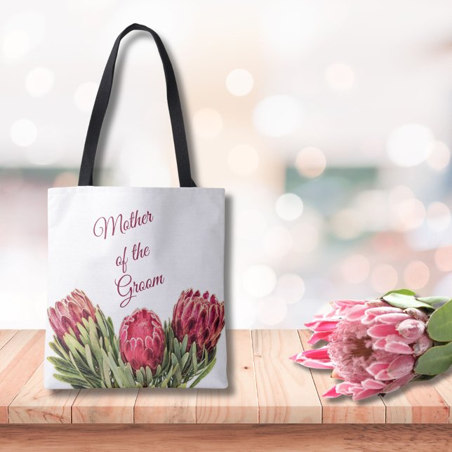 Bolsa Tote Flores Tropicais Botânicas Rosa Protea Folhas Verd (Criador carregado)