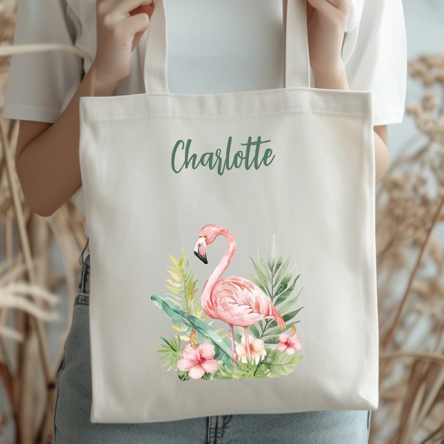 Bolsa Tote Flores tropicais cor-de-rosa (Criador carregado)