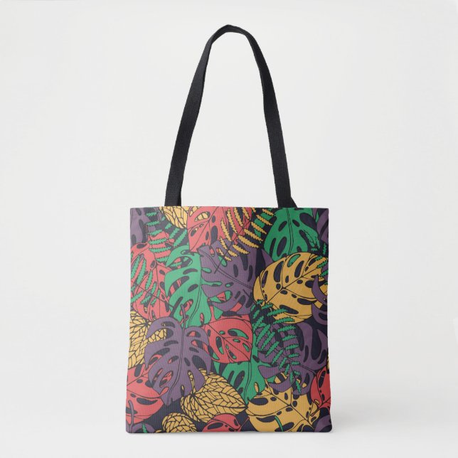 Bolsa Tote Flores tropicais de vinheta, padrão sem costura (Frente)