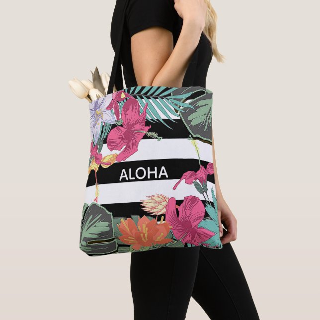 Bolsa Tote Flores Tropicais Deixam Botânica Chic (Close Up)