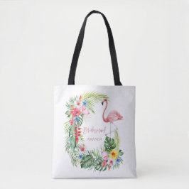 Bolsa Tote Flores Tropicais Elegantes Flamingo Bridesmaid