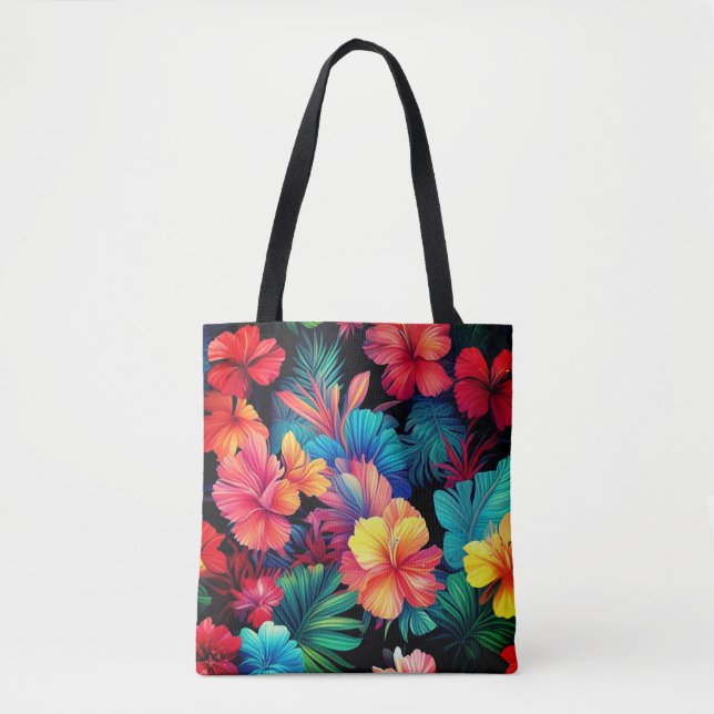 Bolsa Tote Flores Tropicais Laranja Floral Folhas-66771 (Frente)