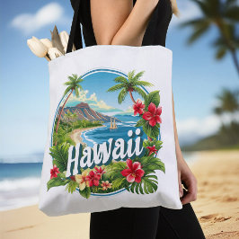 Bolsa Tote Flores Tropicais Montanhas de Praia Hawaii Viagem 
