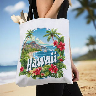 Bolsa Tote Flores Tropicais Montanhas de Praia Hawaii Viagem