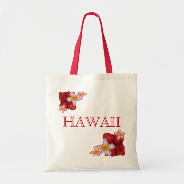 Bolsa Tote Flores tropicais no Havaí, saco reutilizável (Frente)