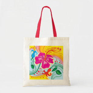Bolsa Tote Flores Tropicais Soprado Pelo Vento