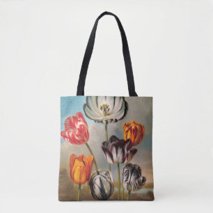 Bolsa Tote Flores Variadas de Tulipas Vintage em um Paisagem