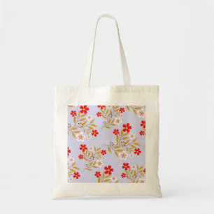 Bolsa Tote Flores Vermelhas Bonitas no Estilo Vintage em Padr